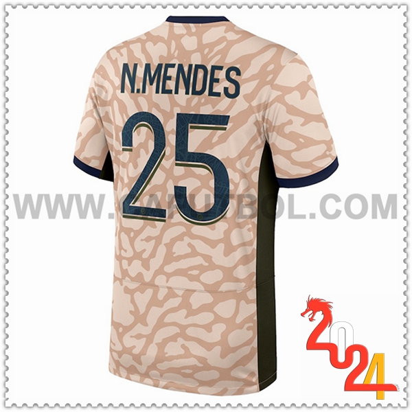 Camiseta Futbol PSG N.MENDES #25 Cuarto 2023 2024