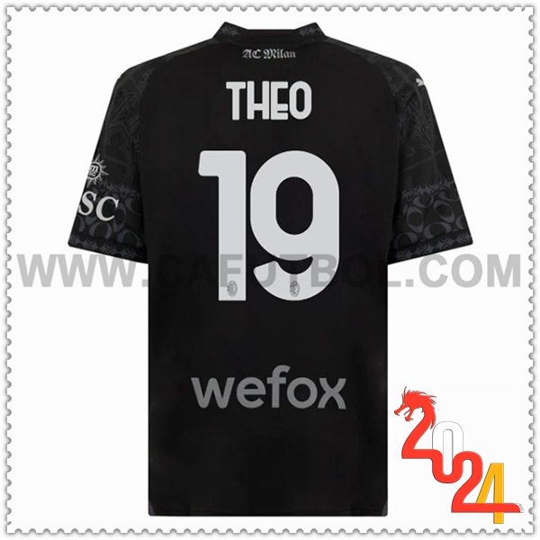 Camiseta Futbol Atalanta THEO #19 Cuarto Negro 2023 2024
