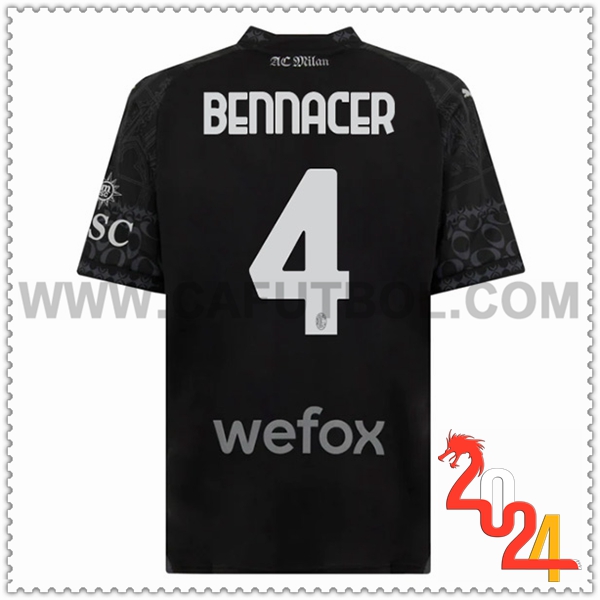 Camiseta Futbol Atalanta BENNACER #4 Cuarto Negro 2023 2024