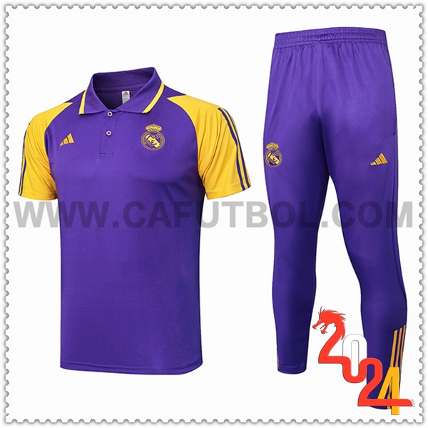 Camiseta Polo Real Madrid Violeta/Amarillo 2024 2025