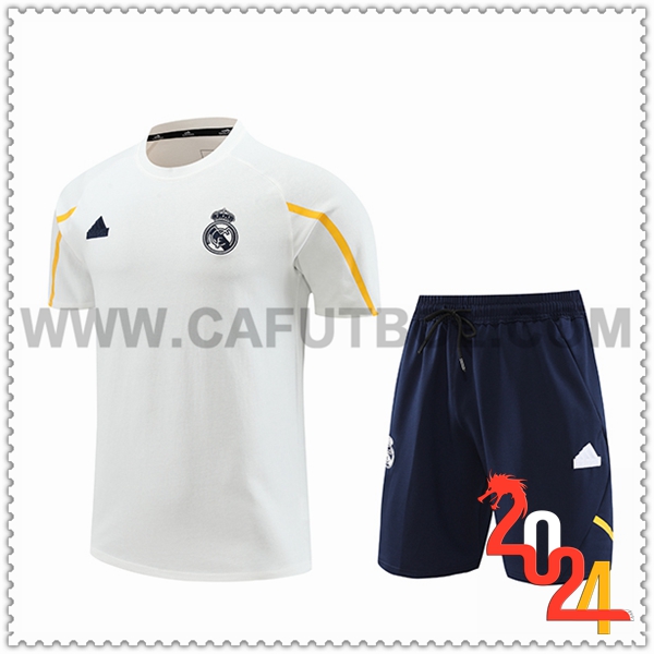 Camiseta Entrenamiento + Cortos Real Madrid Blanco/Negro 2024 2025