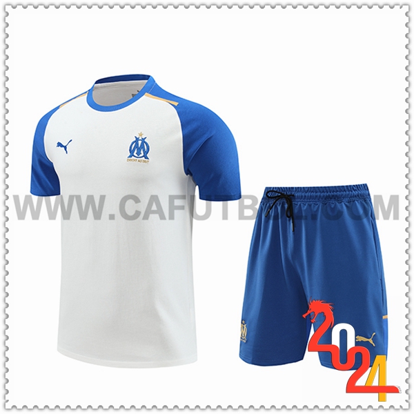 Camiseta Entrenamiento + Cortos Marsella Blanco/Azul 2024 2025
