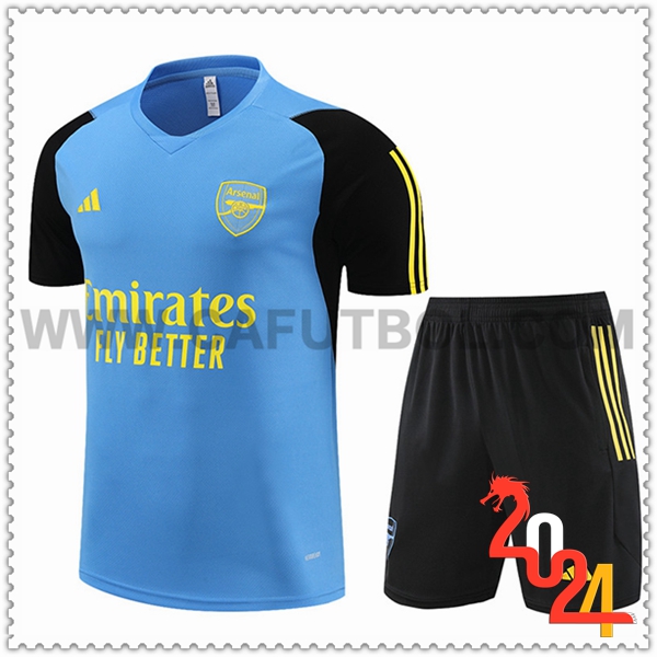 Camiseta Entrenamiento + Cortos Arsenal Azul/Negro/Amarillo 2024 2025