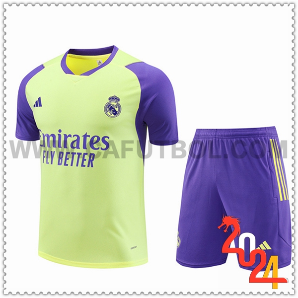 Camiseta Entrenamiento + Cortos Real Madrid Amarillo/Violeta 2024 2025