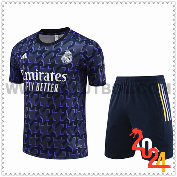 Camiseta Entrenamiento + Cortos Real Madrid Violeta/Negro 2024 2025