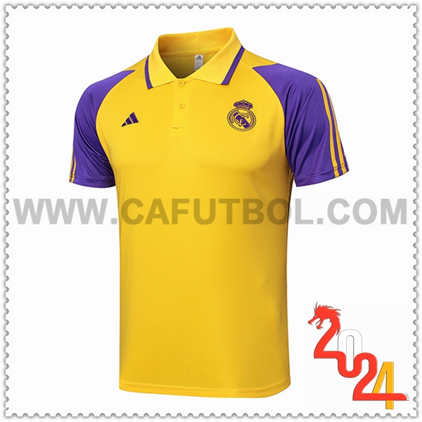 Camiseta Polo Real Madrid Amarillo/Violeta 2024 2025