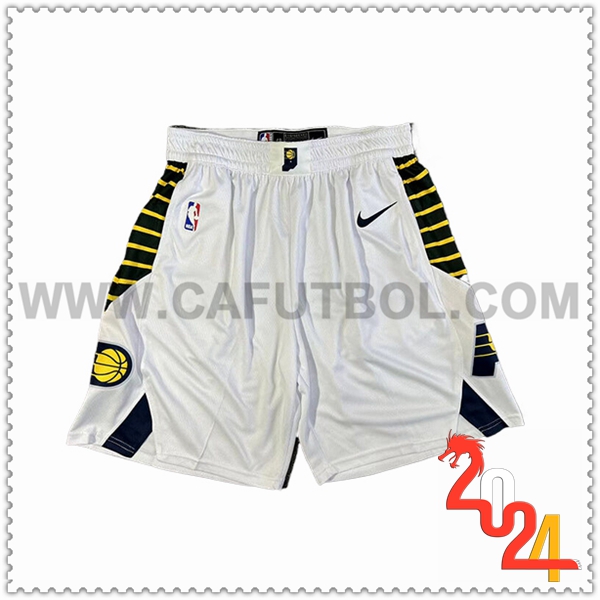 Cortos NBA Indiana Pacers 2024/25 Blanco/Negro/Amarillo