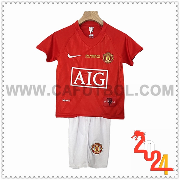 Primera Equipacion Retro Manchester United Ninos 2007/2008