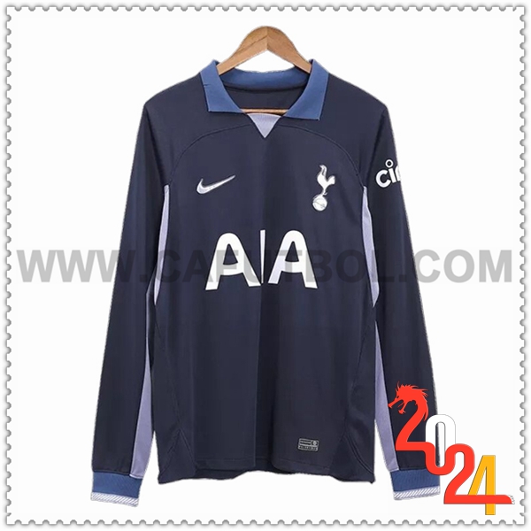 Segunda Camiseta Futbol Tottenham Hotspurs Mangas largas Azul Marino 2023 2024