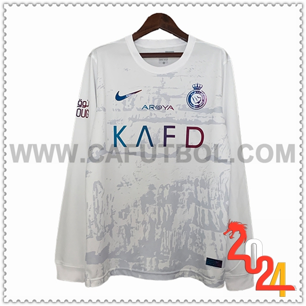 Segunda Camiseta Futbol Al-Nassr Mangas largas Blanco 2023 2024