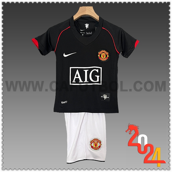 Camiseta Entrenamiento + Cortos Manchester United Ninos Negro/Rojo/Blanco 2024 2025