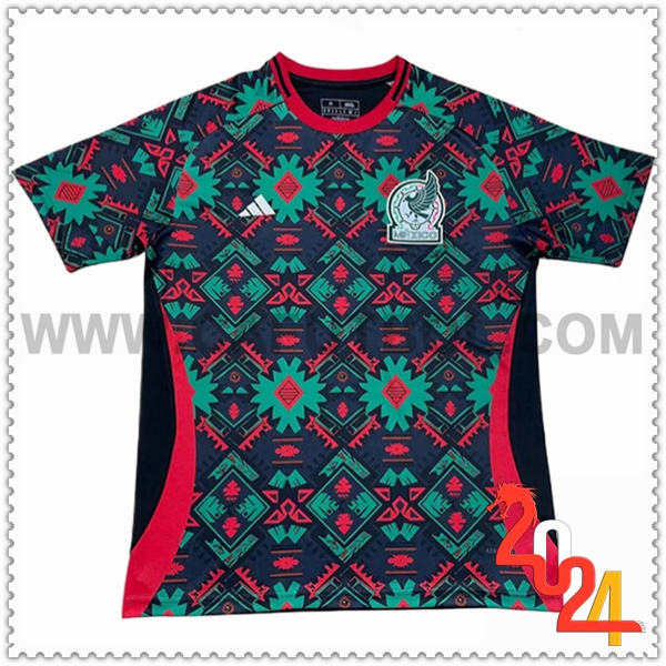 Segunda Camiseta Equipo México Negro Rojo 2024 2025