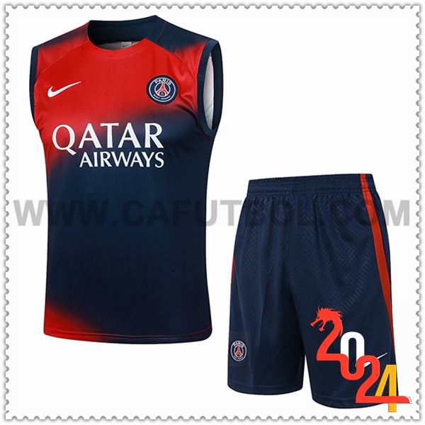 Camiseta Entrenamiento sin mangas + Cortos PSG Rojo/Azul 2024 2025