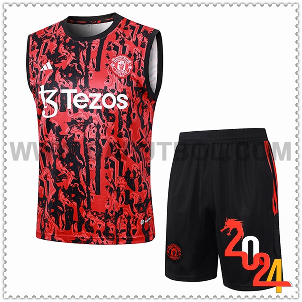 Camiseta Entrenamiento sin mangas + Cortos Manchester United Rojo/Negro 2024 2025