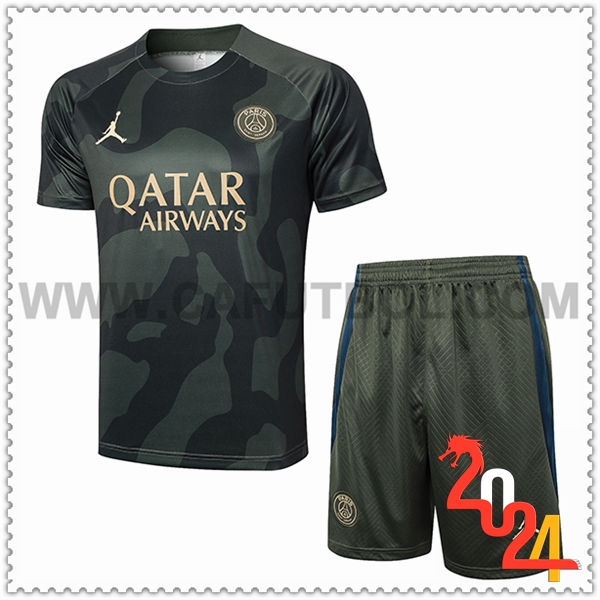 Camiseta Entrenamiento + Cortos Jordan PSG Verde 2024 2025 -02