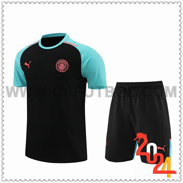 Camiseta Entrenamiento + Cortos Manchester City Negro/Azul 2024 2025