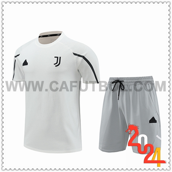 Camiseta Entrenamiento + Cortos Juventus Blanco/Negro/Gris 2024 2025