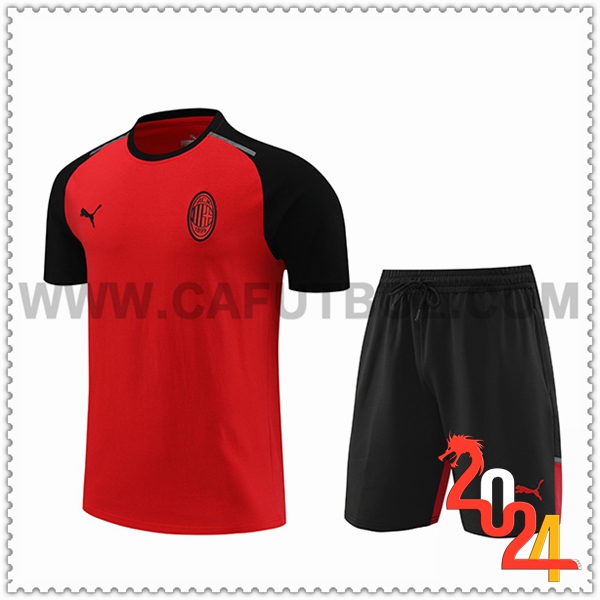 Camiseta Entrenamiento + Cortos AC Milan Rojo/Negro 2024 2025