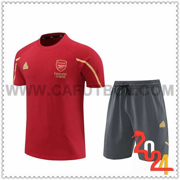 Camiseta Entrenamiento + Cortos Arsenal Rojo/Amarillo/Gris 2024 2025