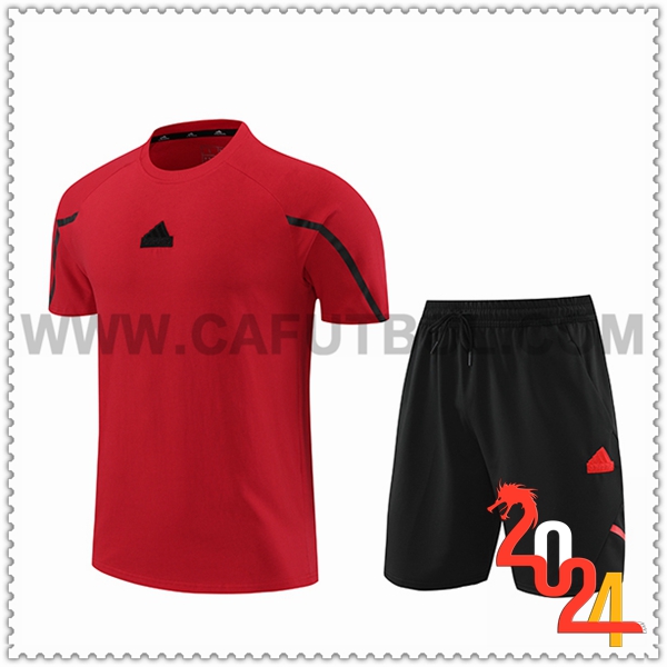 Camiseta Entrenamiento + Cortos Adidas Rojo/Negro 2024 2025