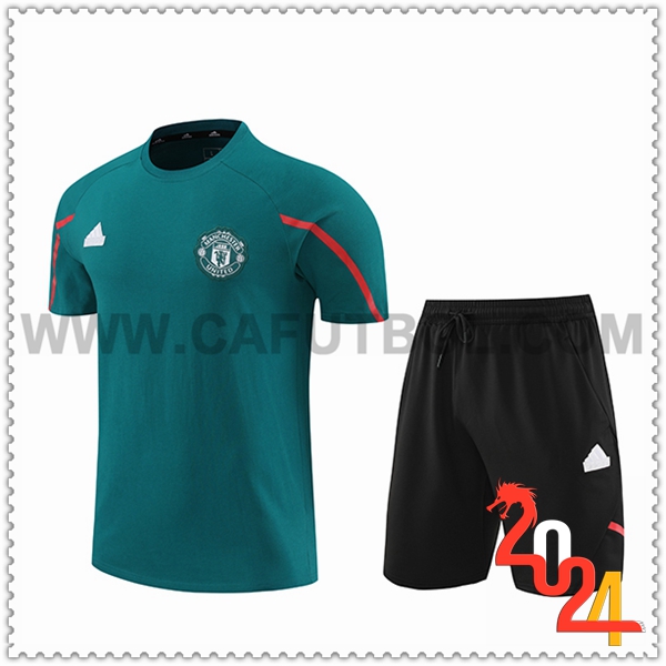 Camiseta Entrenamiento + Cortos Manchester United Verde/Negro 2024 2025