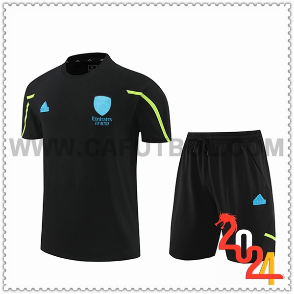 Camiseta Entrenamiento + Cortos Arsenal Negro/Azul/Verde 2024 2025