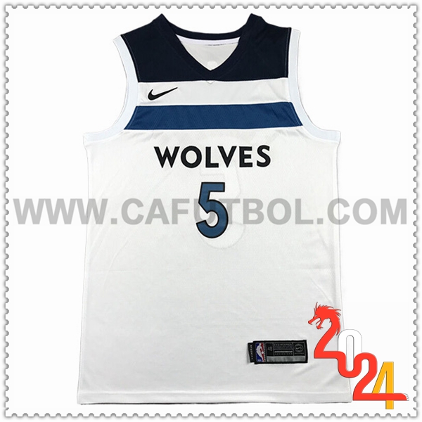 Camisetas NBA Minnesota Timberwolves (EDWARDS #5) 2024/25 Blanco/Negro/Azul