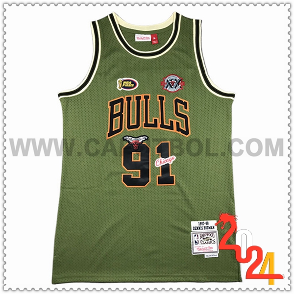 Camisetas NBA Chicago Bulls (RODMAN #91) 2024/25 Verde/Negro