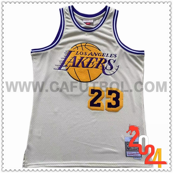 Camisetas NBA Los Angeles Lakers (JAMES #23) 2024/25 Beige/Violeta/Amarillo