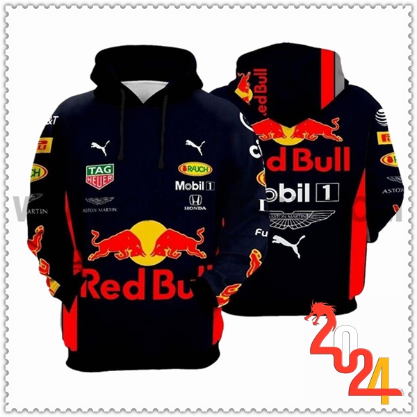 Sudadera Capucha F1 RedBull Racing Team Negro/Rojo 2024