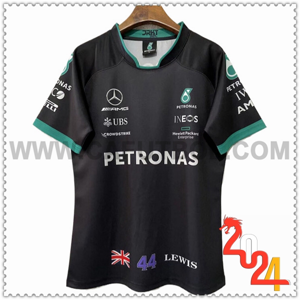 Camiseta de manga corta F1 Mercedes Benz Team #44 Negro/Verde 2024