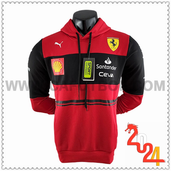 Sudadera Capucha F1 Scuderia Ferrari Team Negro/Rojo 2024