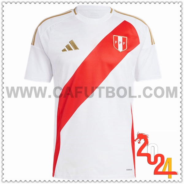 Primera Camiseta Equipo Perú blanco rojo 2024 2025