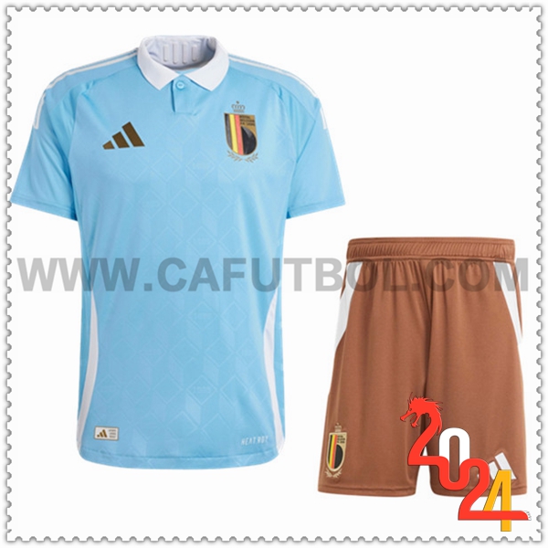 Segunda Equipacion del Bélgica Ninos Cielo azul Eurocopa 2024