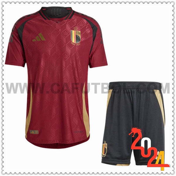 Primera Equipacion del Bélgica Rojo + Pantalones cortos Eurocopa 2024