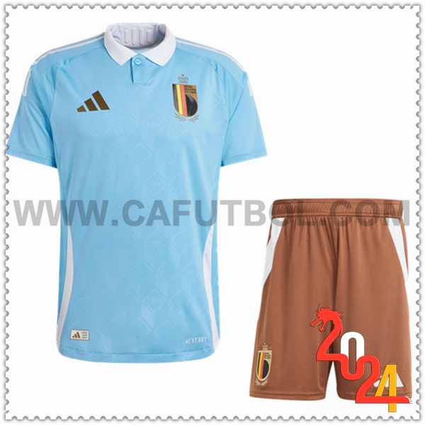 Segunda Equipacion del Bélgica Cielo azul + Pantalones cortos Eurocopa 2024