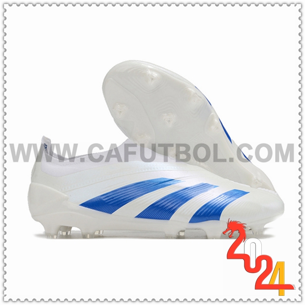 Adidas Botas de Fubol PREDATOR ELITE LACELESS BOOTS FG Blanco/Azul