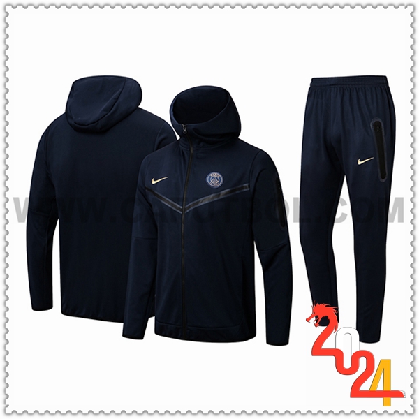 Chaqueta Con Capucha Chandal Rompevientos PSG Azul Oscuro 2024 2025