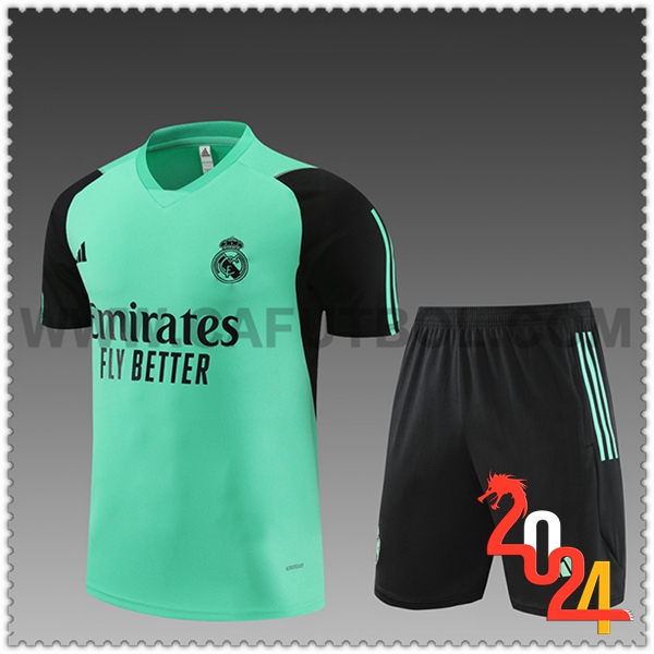 Camiseta Entrenamiento + Cortos Real Madrid Ninos Verde/Negro 2024 2025