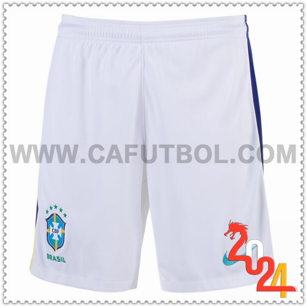 Segunda Pantalones Cortos Brasil Blanco 2024 2025