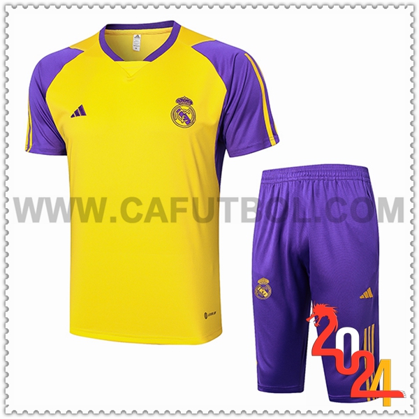 Camiseta Entrenamiento + Cortos Real Madrid Amarillo/Violeta 2024 2025