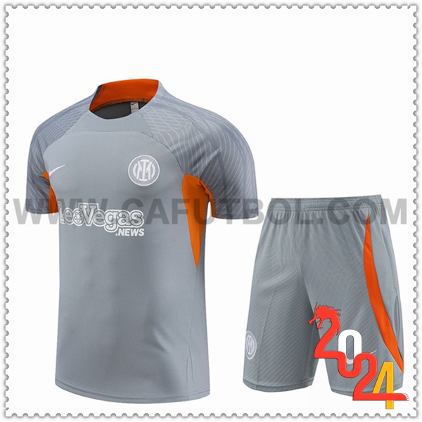 Camiseta Entrenamiento + Cortos Inter Milan Gris/Naranja 2024 2025