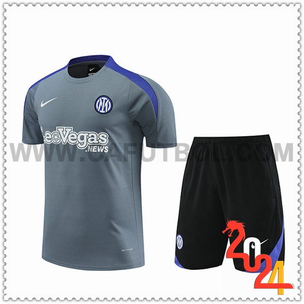Camiseta Entrenamiento + Cortos Inter Milan Gris/Azul 2024 2025