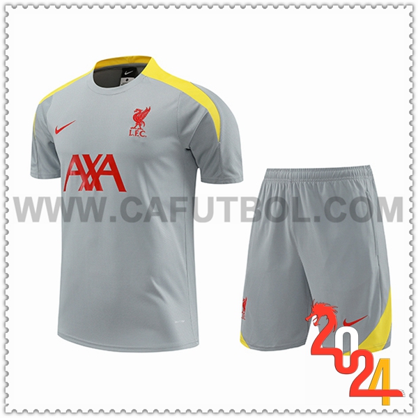 Camiseta Entrenamiento + Cortos FC Liverpool Gris/Rojo/Amarillo 2024 2025