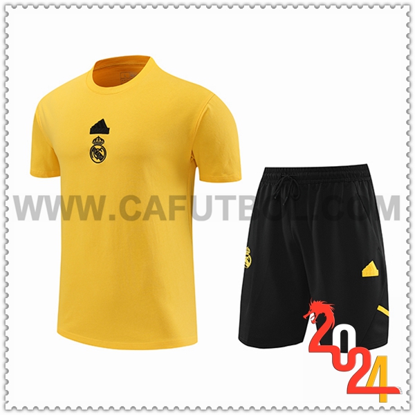 Camiseta Entrenamiento + Cortos Real Madrid Amarillo/Negro 2024 2025