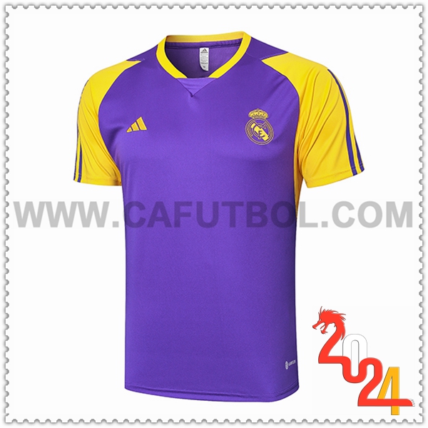 Camiseta Entrenamiento Real Madrid Violeta/Amarillo 2024 2025