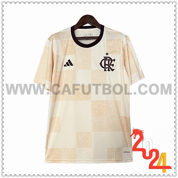 Camiseta Entrenamiento Flamengo Beige/Amarillo 2024 2025