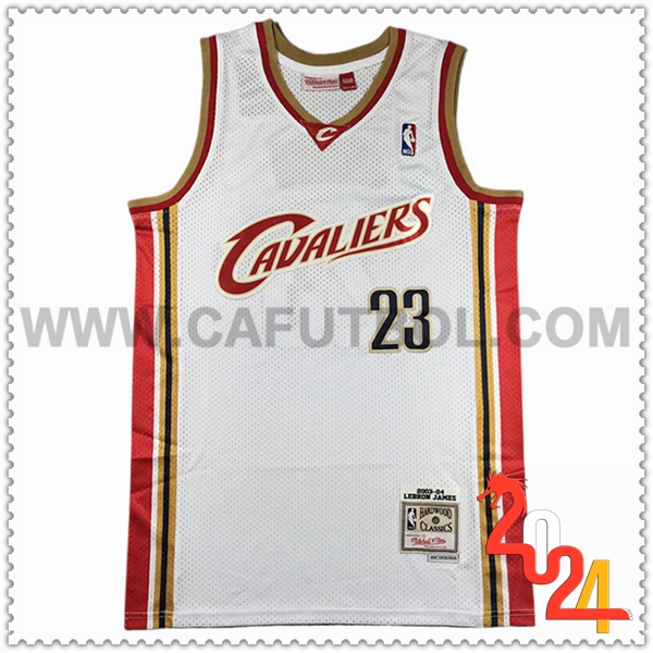 Camisetas NBA Cleveland Cavaliers (JAMES #23) 2024/25 Blanco/Rojo/Amarillo