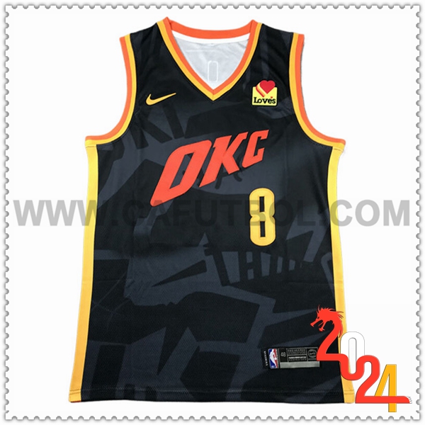 Camisetas NBA Oklahoma City Thunder (WILLIAMS #8) 2024/25 Negro/Rojo/Amarillo