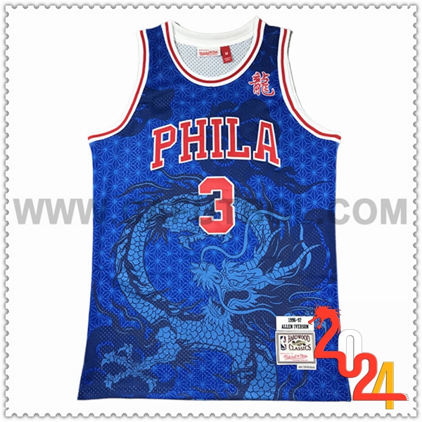 Camisetas NBA Philadelphia 76ers (IVERSON #3) 2024/25 Azul/Rojo